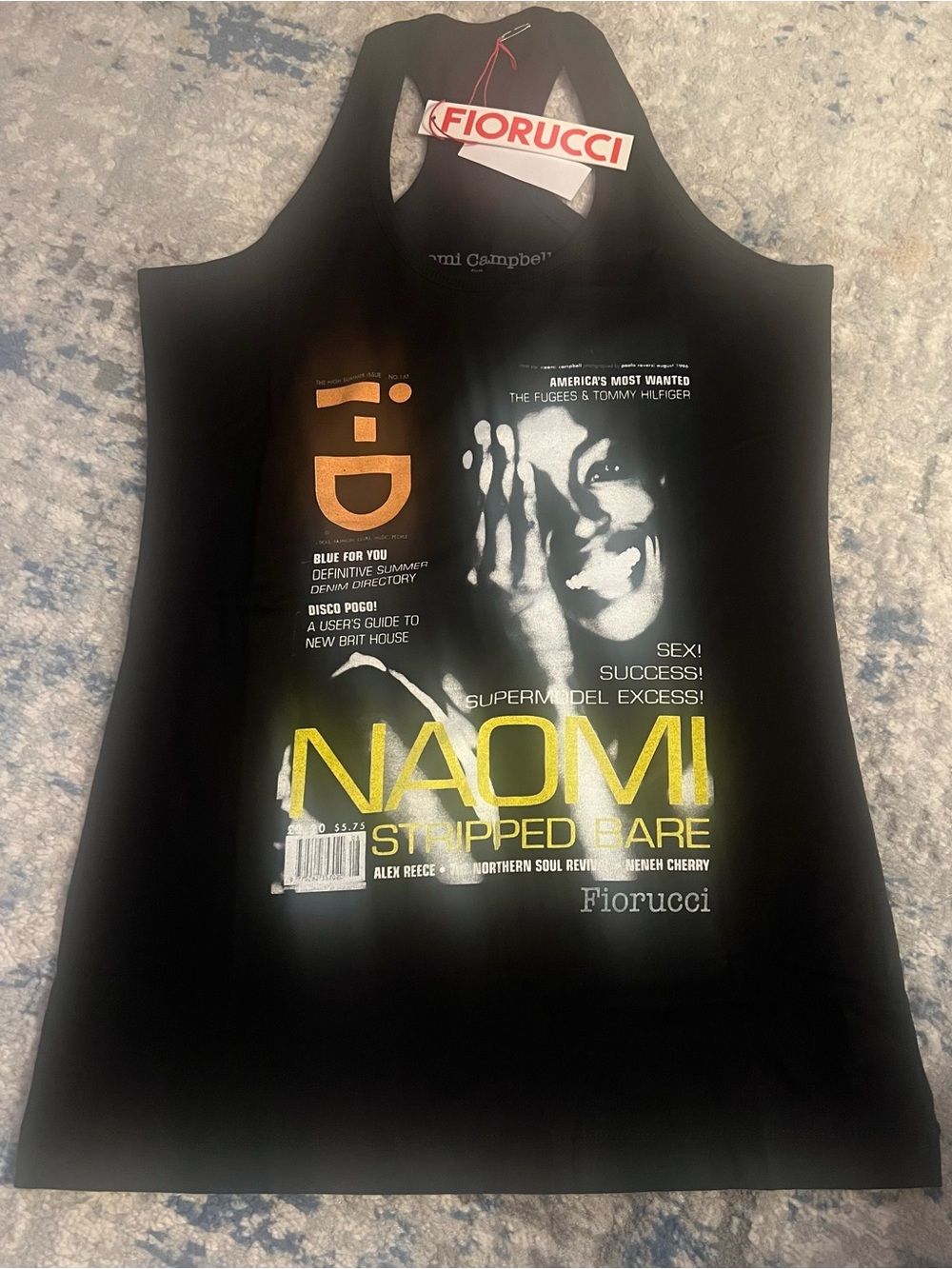 Fiorucci Black Naomi Campbell Graphic Tank Top